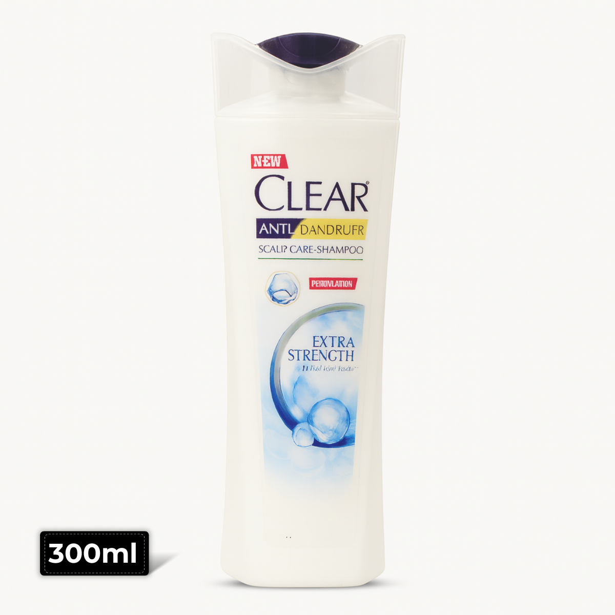 Clear Extra Strength Shampoo 300ml bottle – Powerful dandruff removal and scalp strengthening, available at AMMA’s SUPER MART