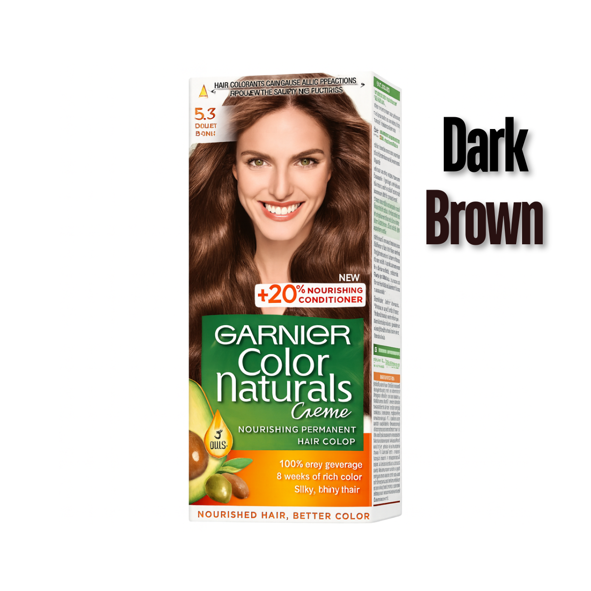 Garnier Hair Color Intense Dark Brown nourishing formula for shiny hair