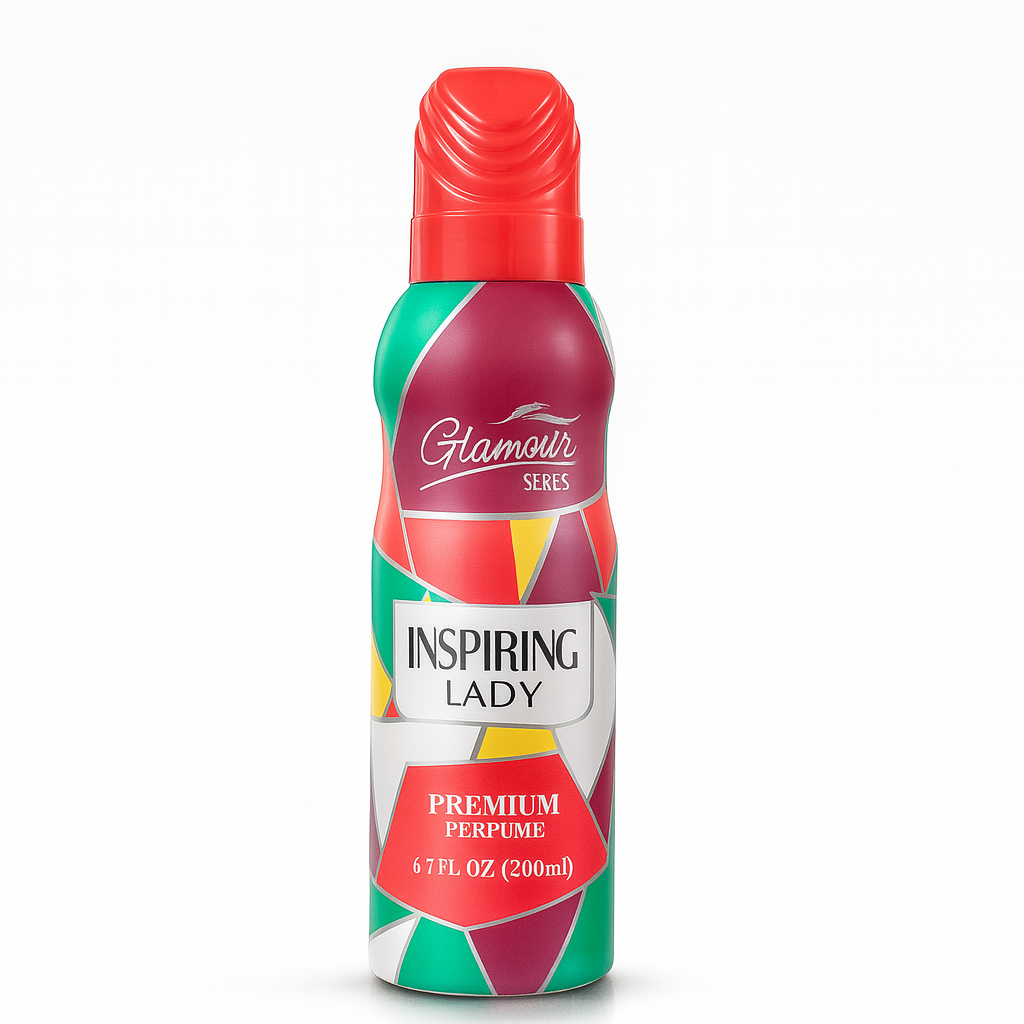 Glamour Series Inspiring Lady Perfume Body Spray 200ml – Feminine perfumed deodorant with long-lasting fragrance at Amma’s Super Mart