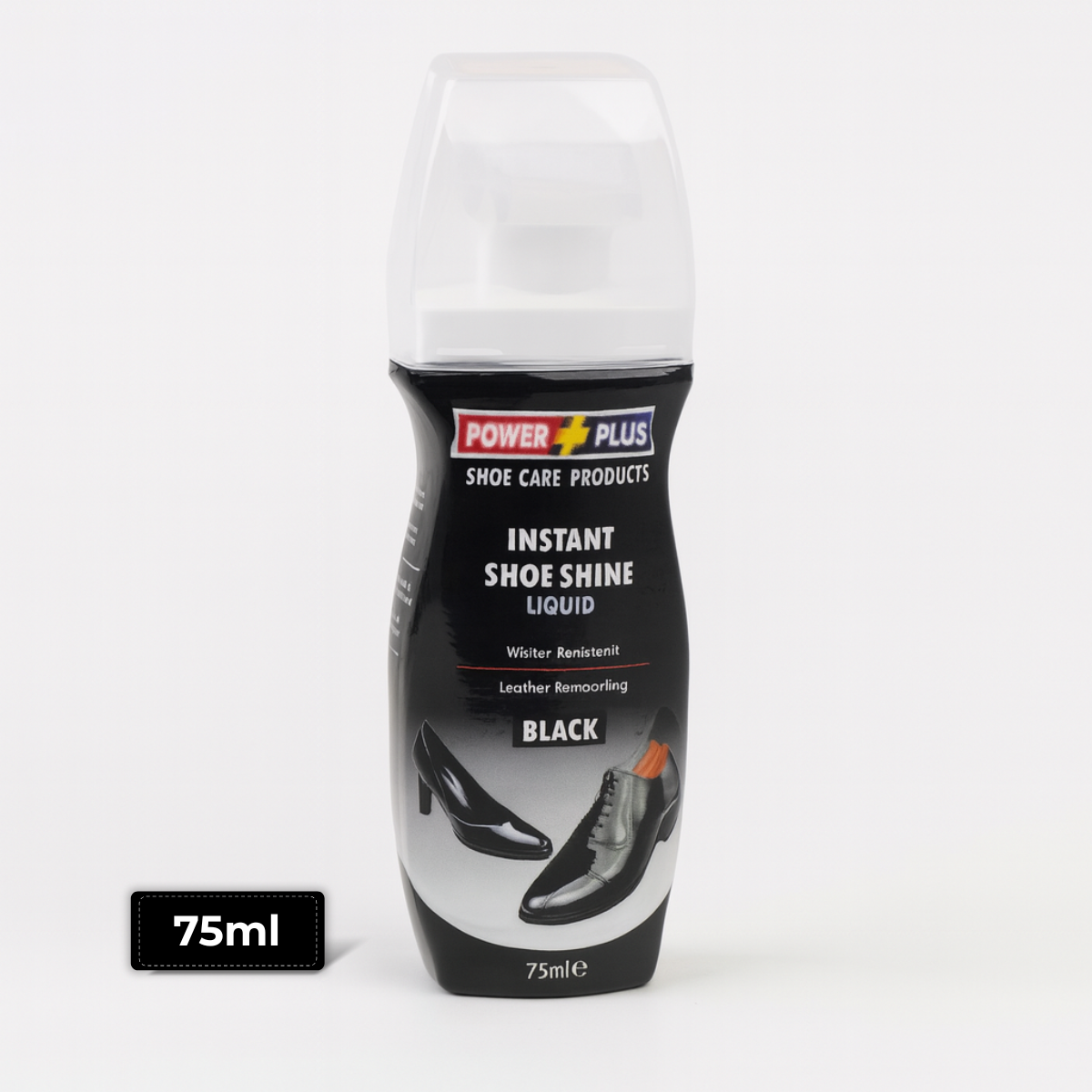 Power Plus Instant Shoe Shine Liquid – Black (75ml) on ammas super mart