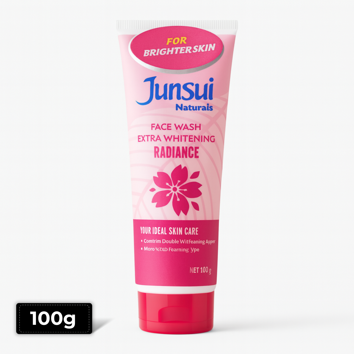 Junsui Radiance Face Wash 100g tube – herbal brightening cleanser for glowing, refreshed skin