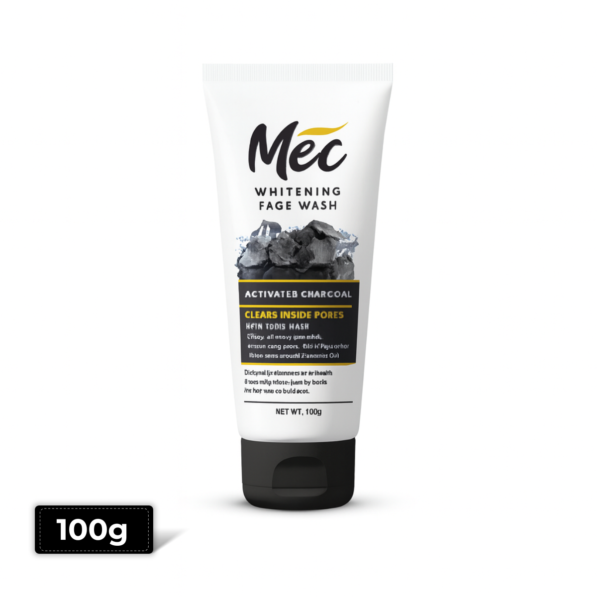 Mec Activated Charcoal Face Wash 100g – Deep Cleansing & Oil Control for Fresh Skin