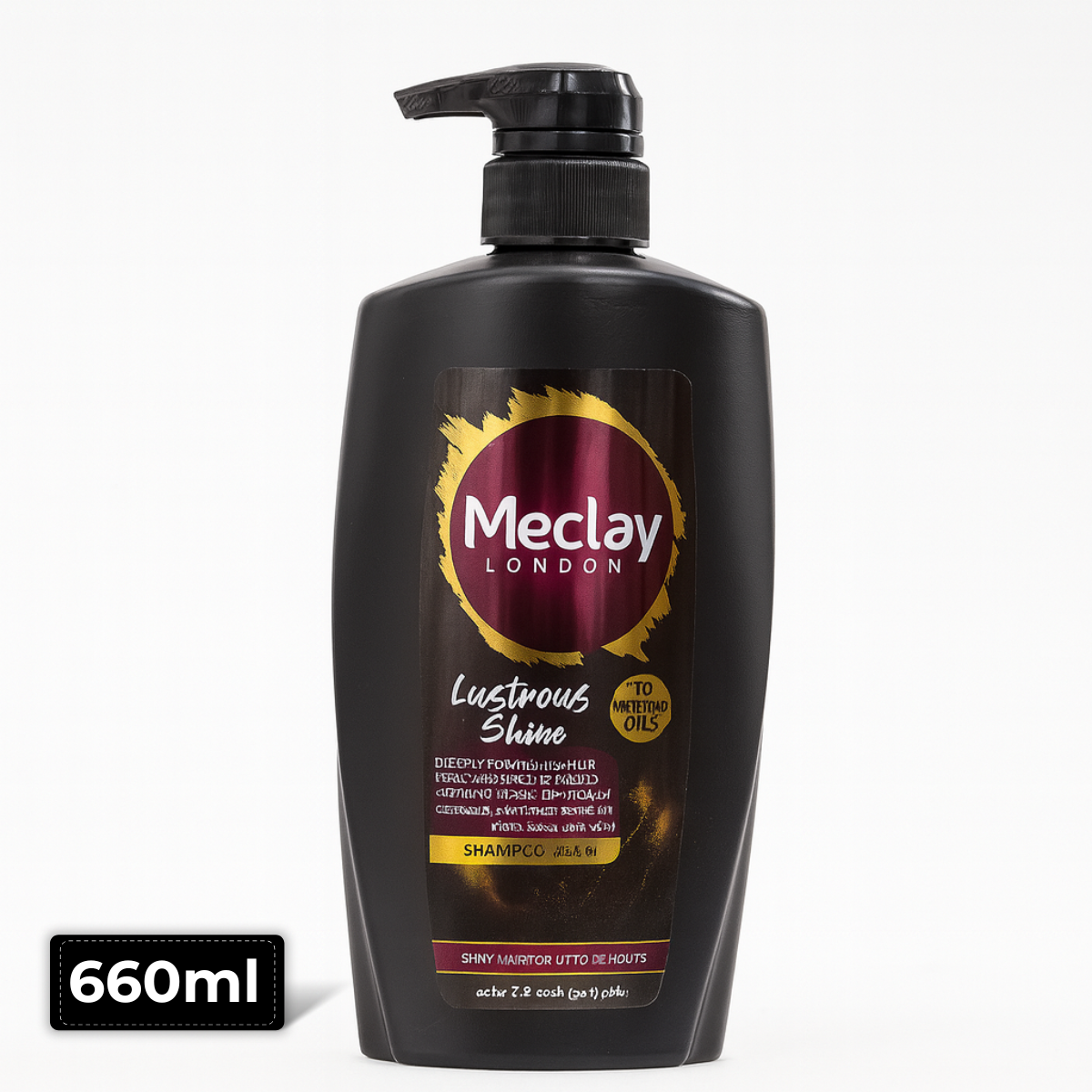 Meclay London Lustrous Shine Shampoo 660ml bottle – Enhances hair shine and smoothness, available at AMMA’s SUPER MART