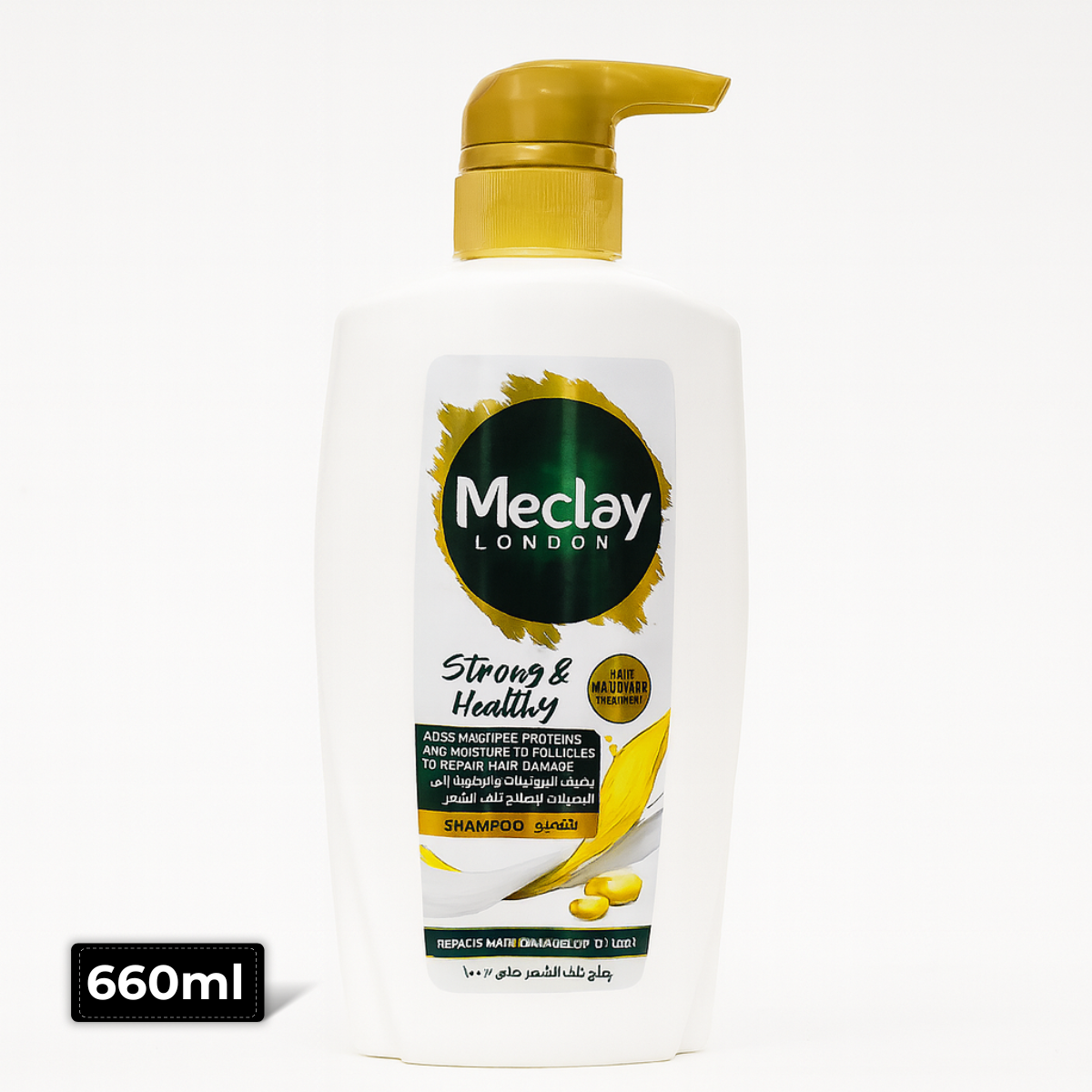 Meclay London Strong & Healthy Shampoo 660ml bottle – Strengthens hair and prevents breakage, available at AMMA’s SUPER MART