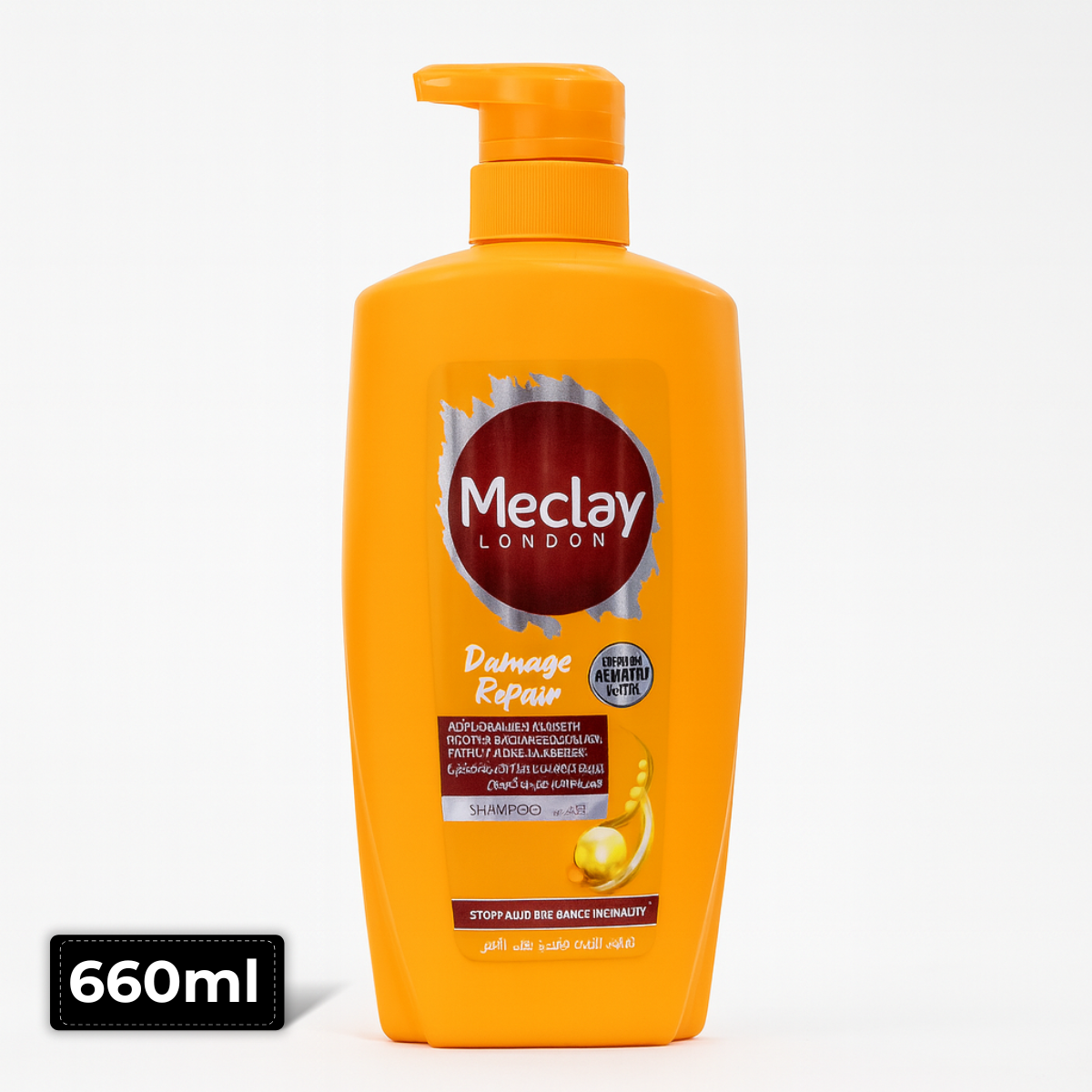 Meclay London Damage Repair Shampoo 660ml bottle – Repairs damaged hair and restores strength, available at AMMA’s SUPER MART
