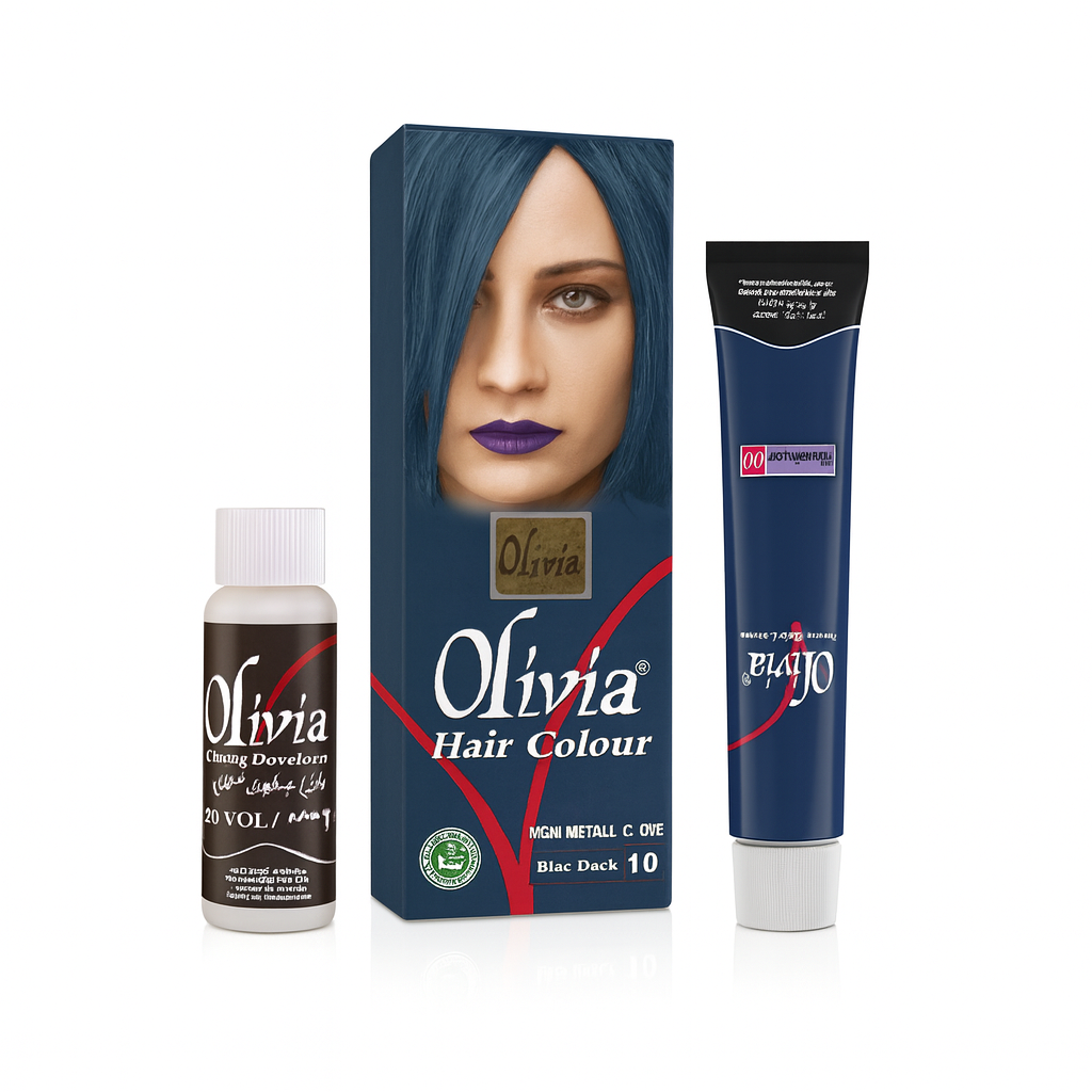 Olivia Hair Color Blue Black – Deep stylish black hair dye with blue shine box pack