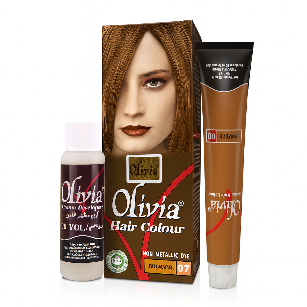 Olivia Hair Color Mocha – Rich chocolate brown mocha shade hair dye box pack