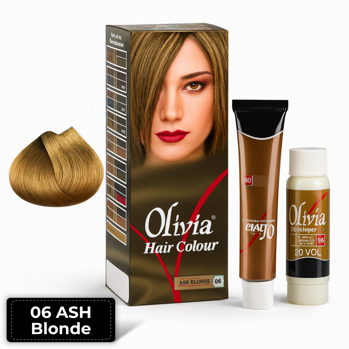 Olivia Hair Color 06 Ash Blonde – Permanent Hair Dye Box for Natural Looking Ash Blonde Shade