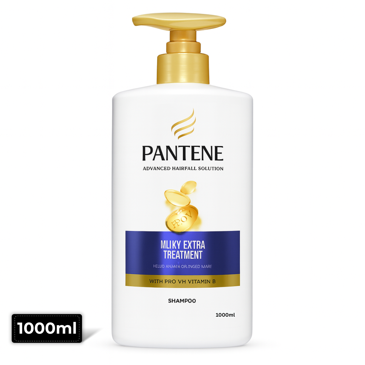 Pantene Milky Extra Treatment Shampoo 1000g – Pro-V formula with milk essence for nourishing and repairing dry, damaged hair at Amma’s Super Mart