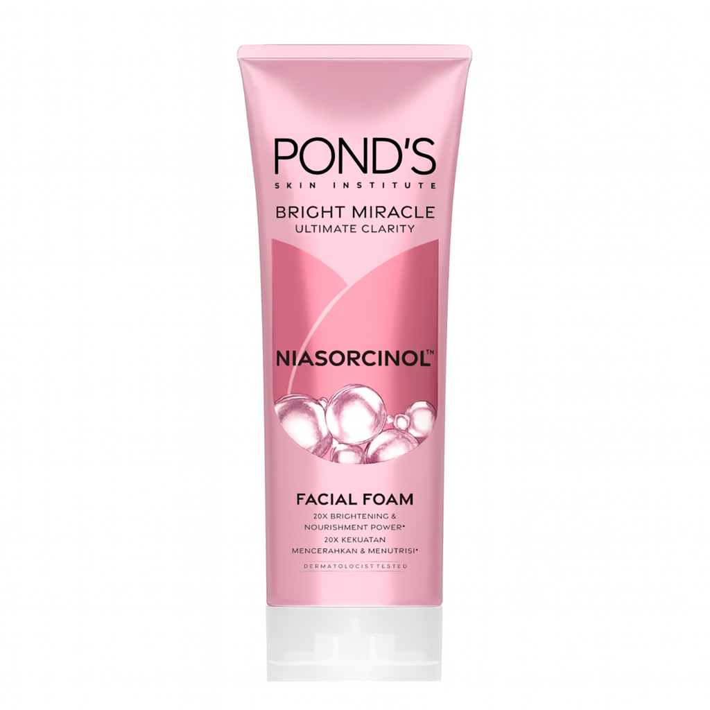 Pond’s Bright Miracle Niasorcinol Facial Foam 100g – Brightening facial cleanser with Niasorcinol & BHA for radiant skin at Amma’s Super Mart