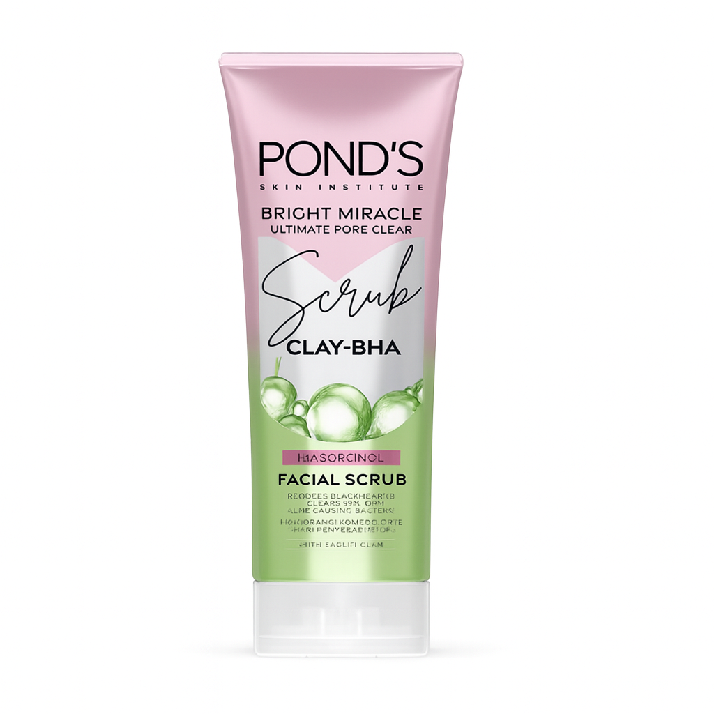 Pond’s Bright Miracle Ultimate Pore Clear Clay-BHA Facial Scrub – Deep pore cleansing and brightening exfoliator at Amma’s Super Mart