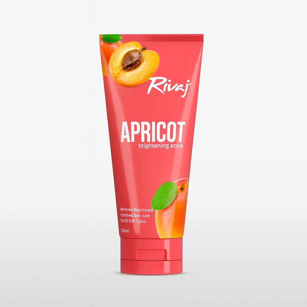 Rivaj Apricot Brightening Scrub 200ml – Exfoliating facial scrub with natural apricot extract for smooth and glowing skin at Amma’s Super Mart