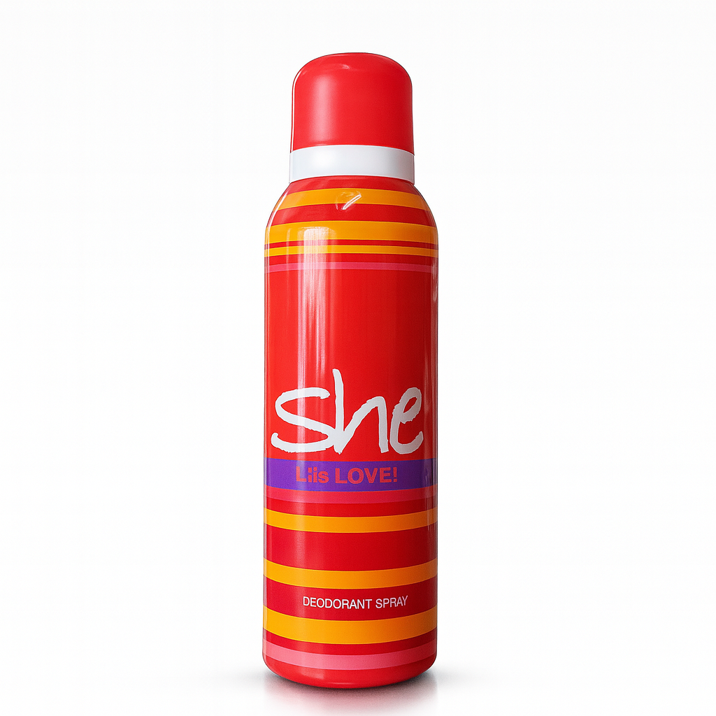 She Is Love! Perfumed Body Spray 150ml – Romantic floral feminine deodorant with long-lasting freshness at Amma’s Super Mart