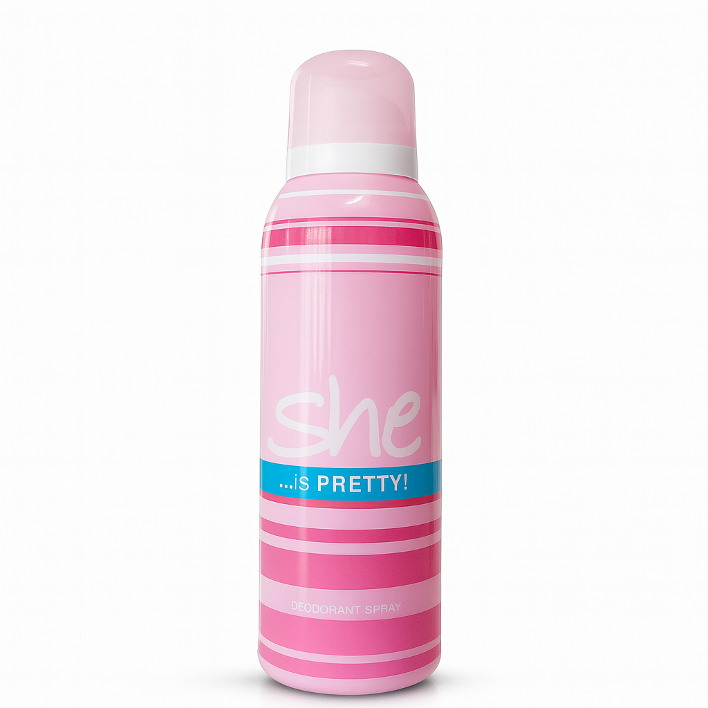 She Is Pretty! Perfumed Body Spray 150ml – Soft floral feminine deodorant with long-lasting freshness at Amma’s Super Mart