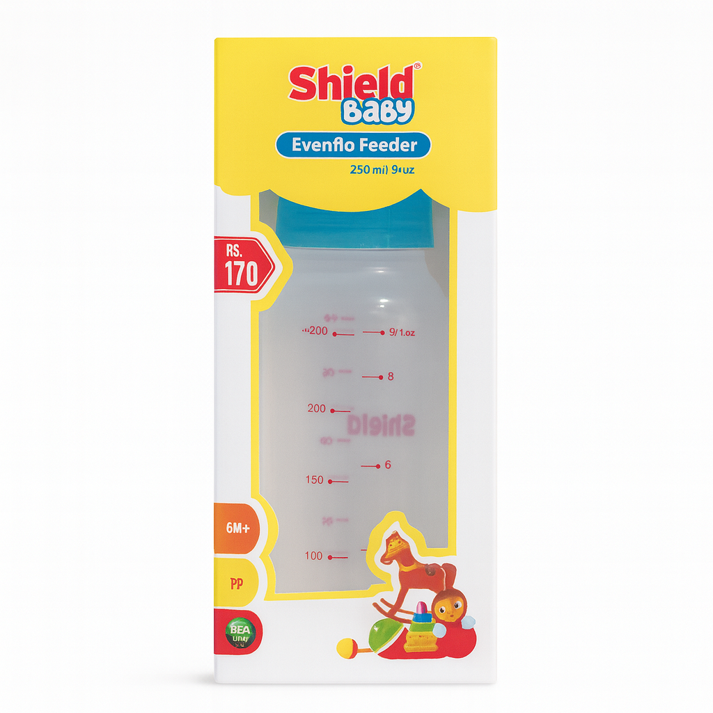 Shield Baby Rattle Cap Feeder 250ml (6m+) – BPA-free feeding bottle with rattle cap