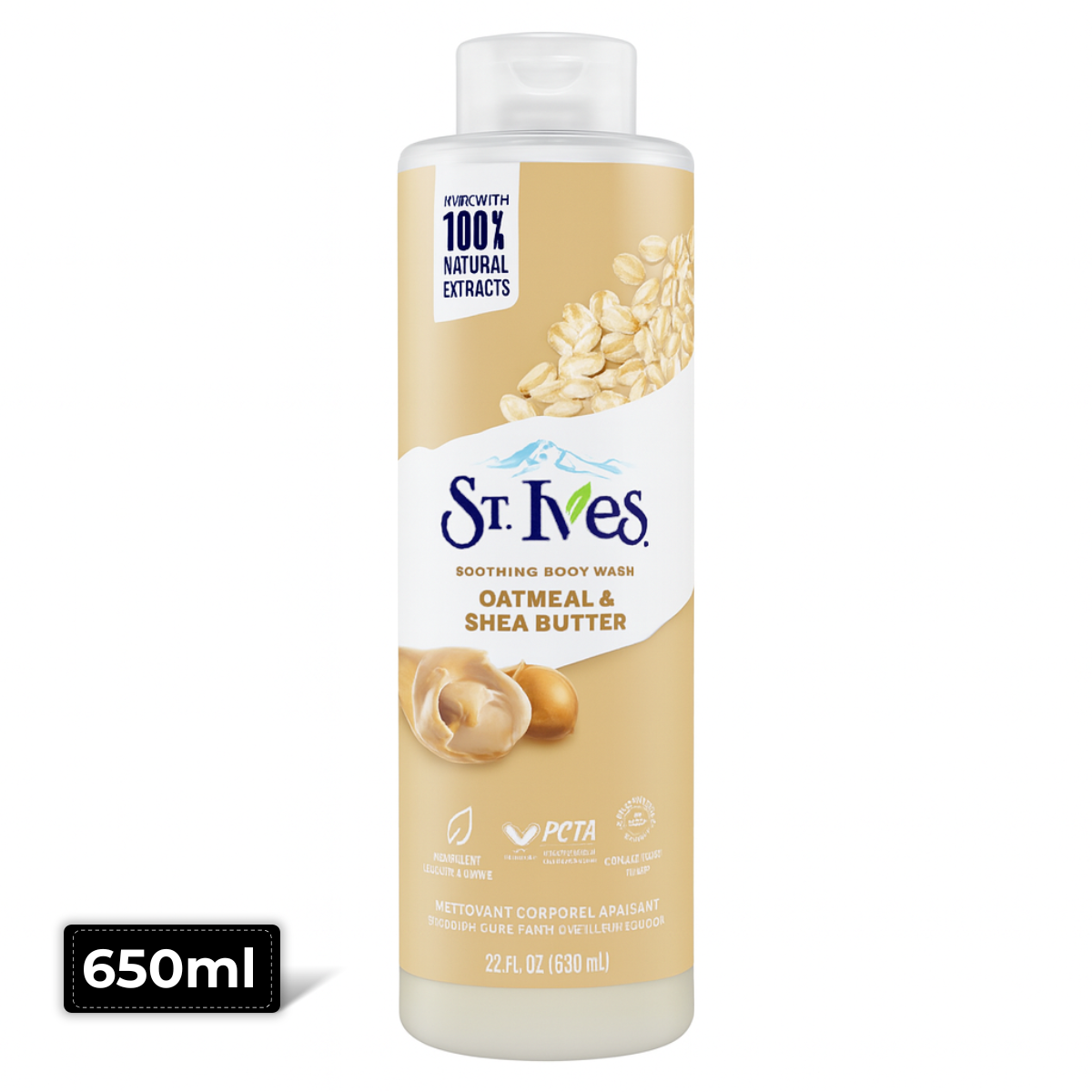 St. Ives Body Wash Oatmeal & Shea Butter 650ml – Moisturizing and Nourishing Creamy Body Wash