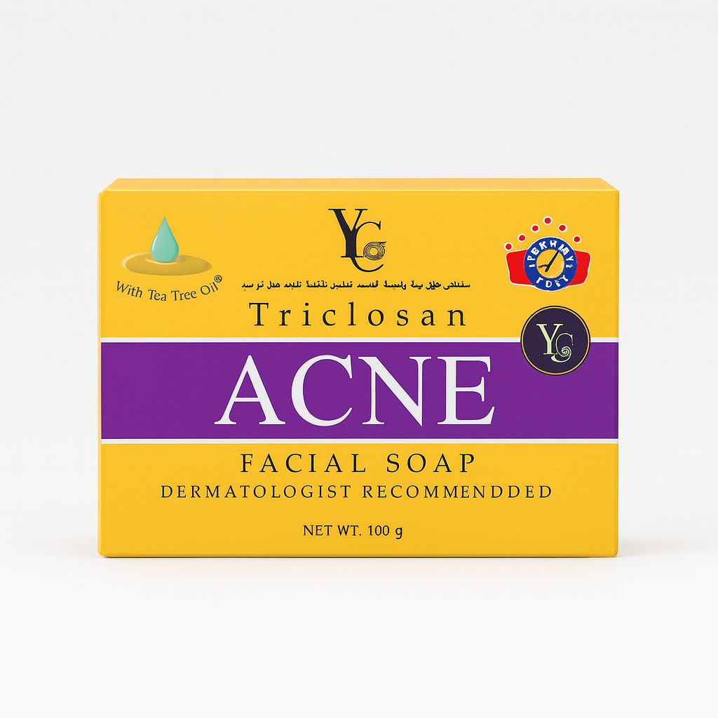 YC Triclosan Acne Soap 100g – Anti-bacterial acne control soap for clear and healthy skin at Amma’s Super Mart
