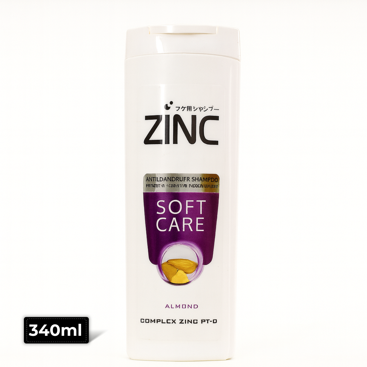 Zinc Soft Care Shampoo 340ml bottle – Gentle cleansing and scalp protection, available at AMMA’s SUPER MART